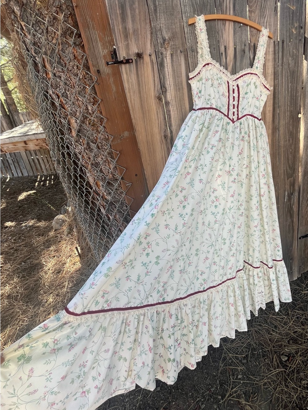 Cottagecore Gunne Style 70s Boho Dress - Picture 7 of 15